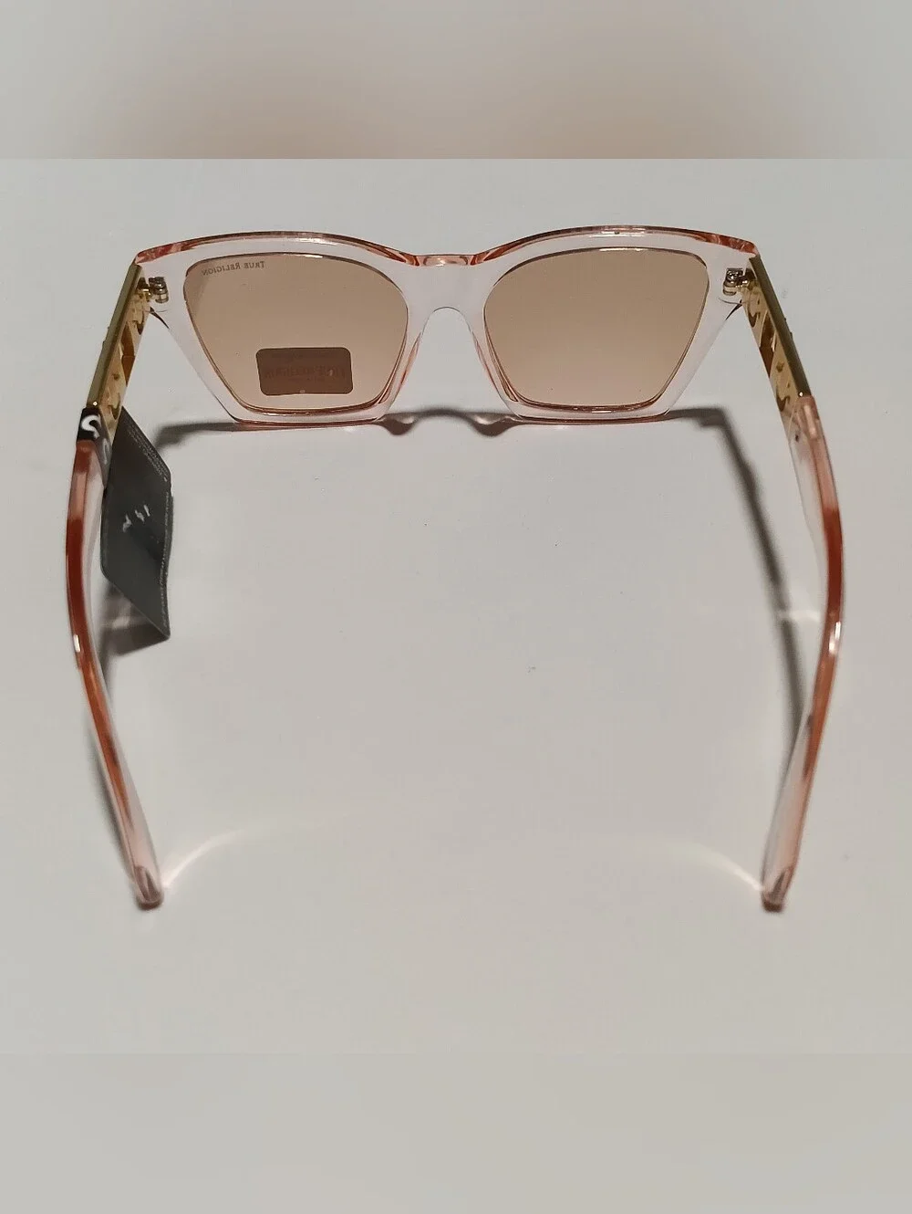 True Religion Women's Pink Transparent Rectangle Sunglasses Brand New With Tag